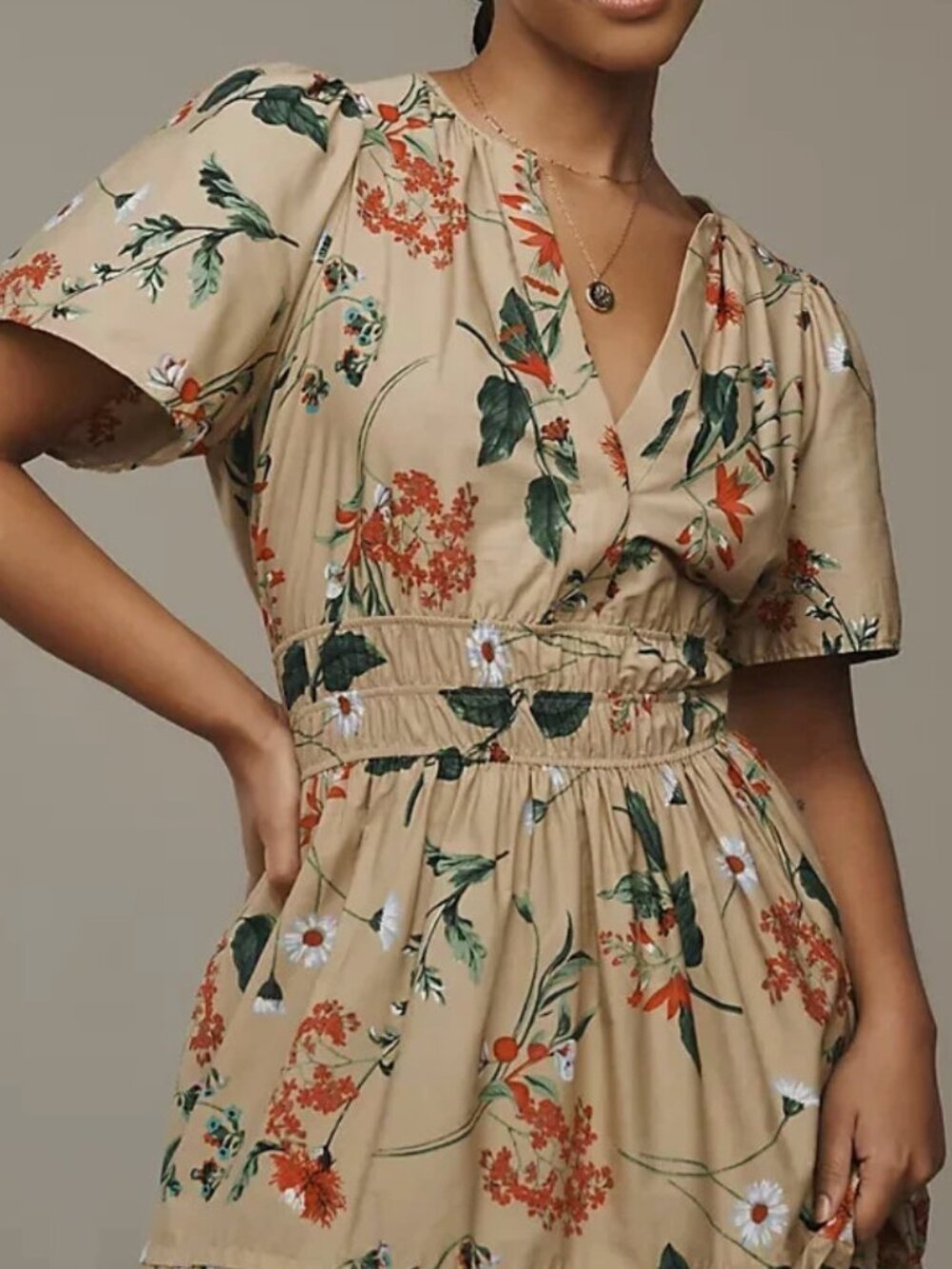 Anthropologie Somerset Maxi Dress Khaki Floral - Picture 3 of 7